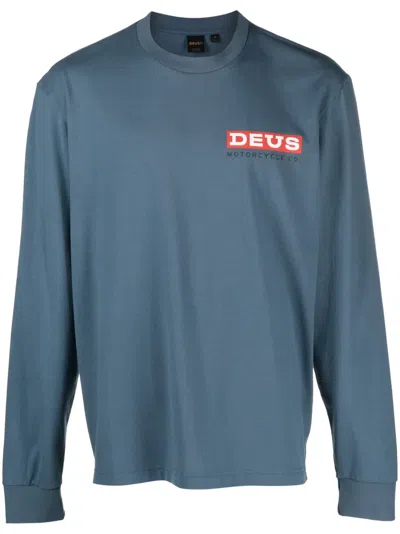 Deus Ex Machina Logo-print Long-sleeve T-shirt In Blue