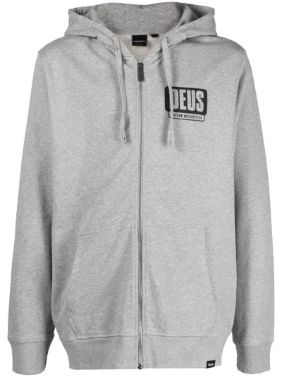 Deus Ex Machina Logo-print Organic Cotton Hooded Jacket In Grey