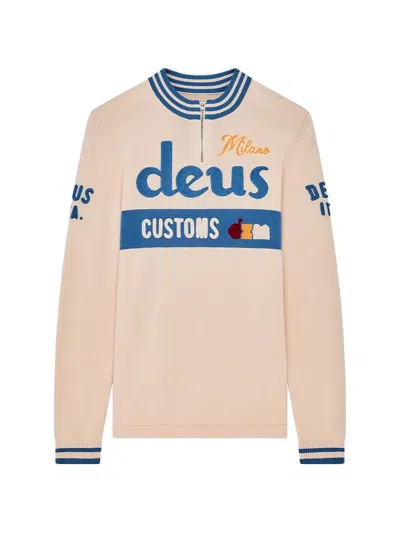 Deus Ex Machina Logo-embroidered Half-zip Sweater In Neutral