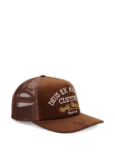 Deus Ex Machina Marsden Corduroy Mesh-panel Cap In Brown