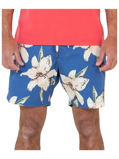 Deus Ex Machina Mens Floral Board Swim Trunks In Blue