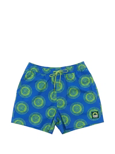 Deus Ex Machina Portal Graphic-print Swim Shorts In Blue