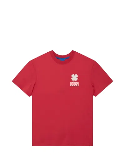 Deus Ex Machina Quad Logo-print Cotton T-shirt In Red
