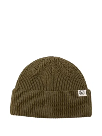 Deus Ex Machina Ribbed-knit Logo-patch Beanie Hat In Green