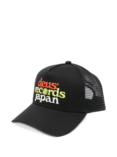 Deus Ex Machina Strata Logo-embroidered Trucker Cap In Black