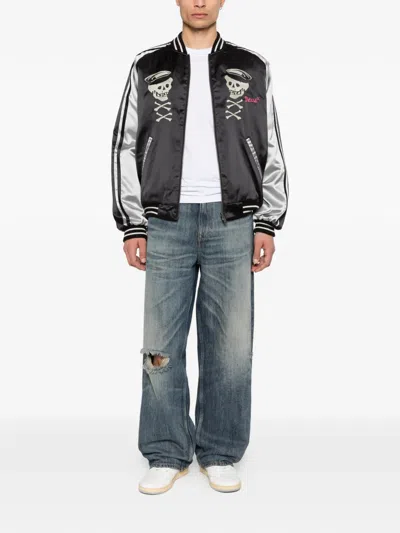 Deus Ex Machina Suka Skull-embroidery Bomber Jacket In Black