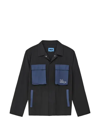 Deus Ex Machina Tommy Surf Logo-print Panelled Shirt In Black