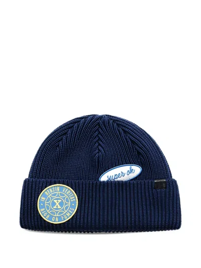 Deus Ex Machina Trophy Ribbed Beanie Hat In Blue