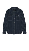 Deus Ex Machina Vacay Stripe Denim Shirt In Indigo In Blue