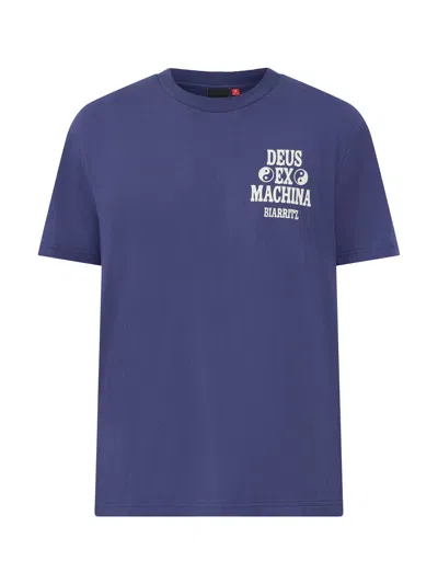 Deus Mens Recycled Blend Biarritz Ceramic T-shirt In Mechanic Blue