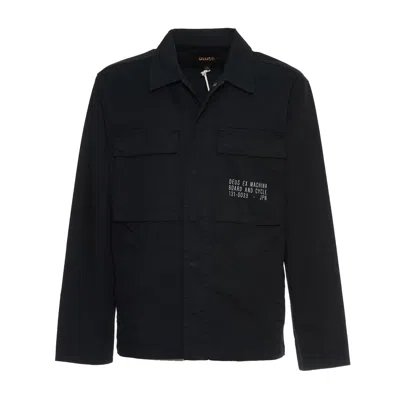 Deus Poplin Surf Shirt With Classic Collar In Black