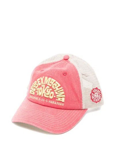 Deus Trucker Hat With Embroidered Tokyo Address Logo In Pink