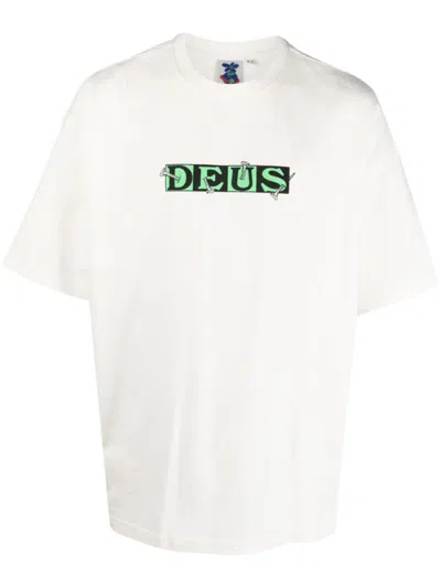 Deus White Logo-print Cotton T-shirt