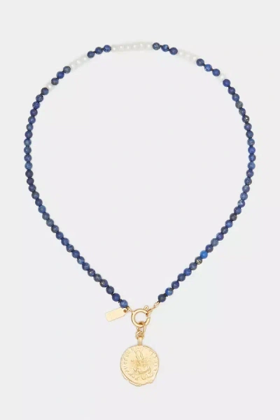 Deux Lions Jewelry Blue Crush Reversible Necklace In Gold