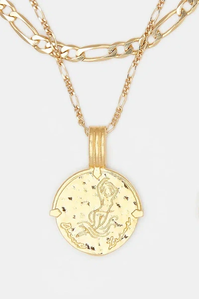 Deux Lions Jewelry Gold Sicilian Zodiac Layered Necklace In Capricorn
