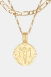 Deux Lions Jewelry Gold Sicilian Zodiac Layered Necklace In Libra