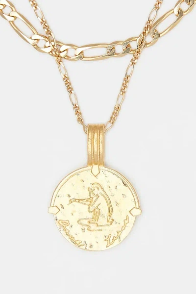 Deux Lions Jewelry Gold Sicilian Zodiac Layered Necklace In Pisces