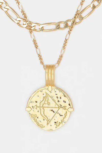 Deux Lions Jewelry Gold Sicilian Zodiac Layered Necklace In Sagittarius