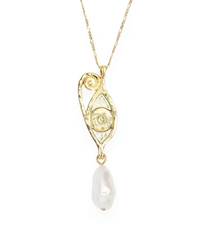 Deux Lions Jewelry Golden Ayla Pearl Necklace In K Gold Plated