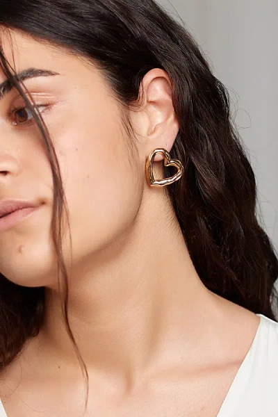 Deux Lions Jewelry Lulu Heart Earrings In Gold, Women's At Urban Outfitters