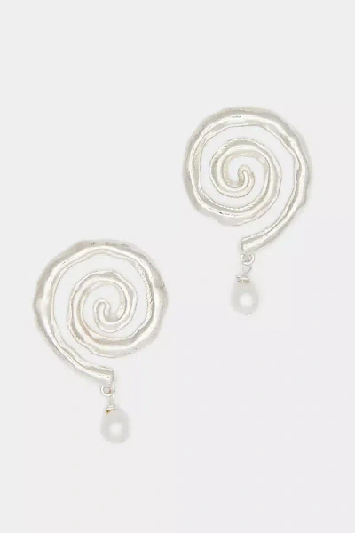 Deux Lions Jewelry Sacred Spiral Earrings In White