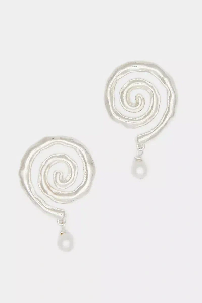 Deux Lions Jewelry Sacred Spiral Earrings In Silver