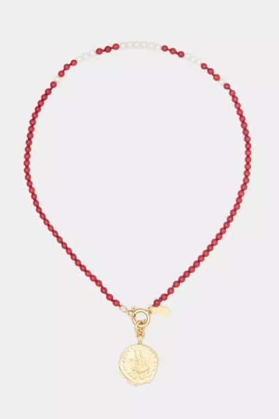 Deux Lions Jewelry Scarlett Reversible Necklace In Red