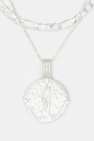 Deux Lions Jewelry Sterling Silver Sicilian Zodiac Layered Necklace In Aquarius