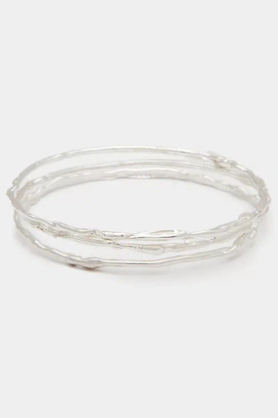 Deux Lions Jewelry Terra Bangle Set In White