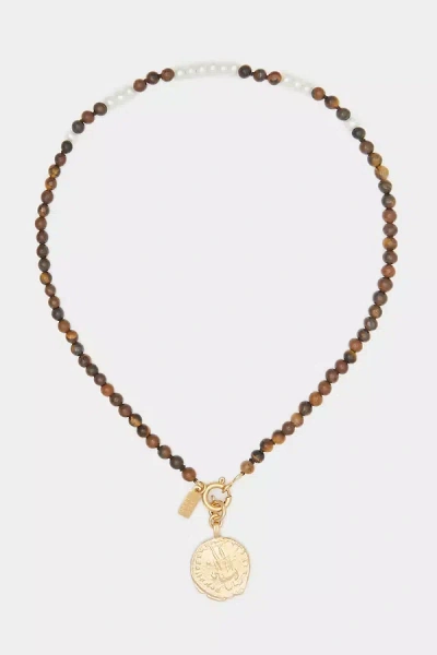 Deux Lions Jewelry Tigerlilly Reversible Necklace In Brown