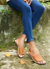 Deux Mains Classic Slide Sandal In Brown In Brown