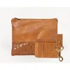Deux Mains Large Pouch, Key Chain & Slim Id Bundle In Brown