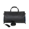 Deux Mains Men's Black Leather Weekender Duffle Bag With Shoe Compartment In Black