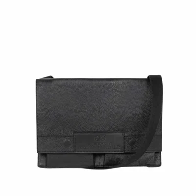 Deux Mains Men's Leather Shoulder Bag - Black