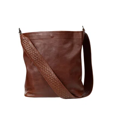 Deux Mains Women's Brown Leather Tote Bag Mahogany