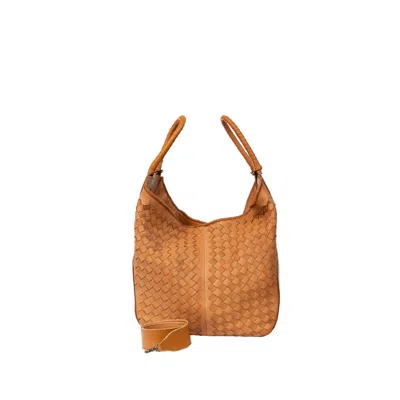 Deux Mains Women's Neutrals Woven Leather All Day Tote Bag Cognac In Orange