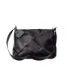 Deux Mains Women's Woven Panel Shoulder Bag Black In Black