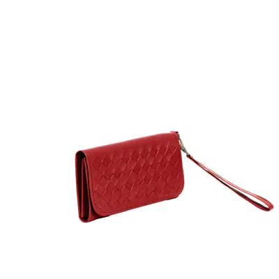 Deux Mains Women's Red Woven Wristlet Wallet In Metallic
