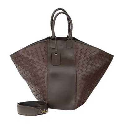 Deux Mains Women's Woven Leather All Day Tote Bag Brown