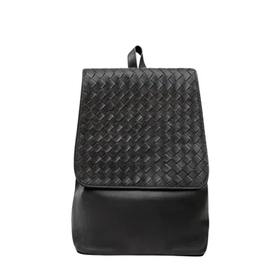 Deux Mains Women's Woven Leather Backpack Black