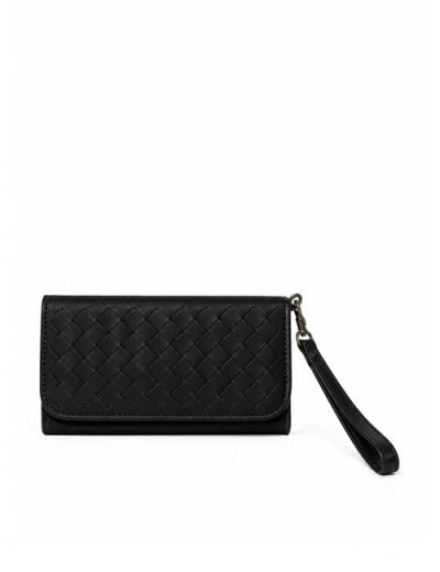 Deux Mains Woven Wristlet Wallet In Black