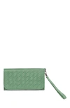 Deux Mains Woven Wristlet Wallet In Green