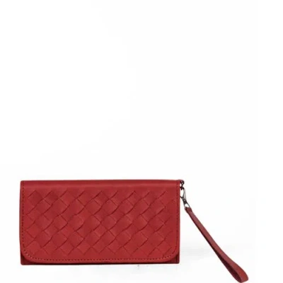Deux Mains Woven Wristlet Wallet In Red