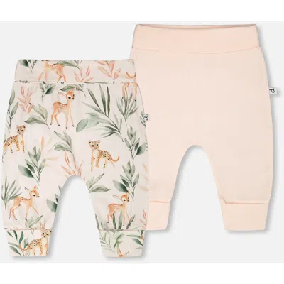 Deux Par Deux Babies'  2 Pack Organic Cotton Jersey Evolutive Deer Printed Pants In Multi