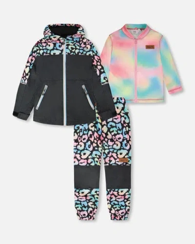 Deux Par Deux Kids'  3-in-1 Two-piece Mid-season Outerwear Set Animal In Multi