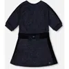 Deux Par Deux 3/4 Sleeve Lurex Dress In Black