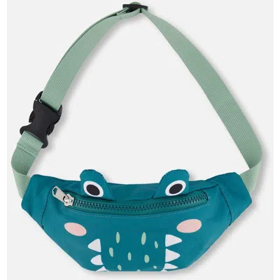 Deux Par Deux Kids'  Adjustable Straps Crocodile Fanny Pack In Blue