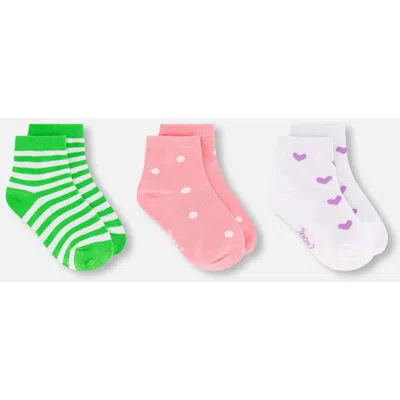 Deux Par Deux Kids'  Allover Prints Striped Cotton Socks In Multi