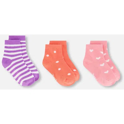 Deux Par Deux Kids'  Allover Prints Striped Cotton Socks In Multi