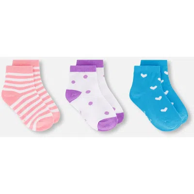 Deux Par Deux Kids'  Allover Prints Striped Cotton Socks In Multi